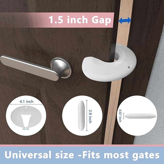 Silicone Door Pinch Guard and Door Slam Stopper, Durable Finger Pinch Guard, Prevents Pinch Injuries, Slamming Doors, Door Stopper for Kids, 6 Packs White.