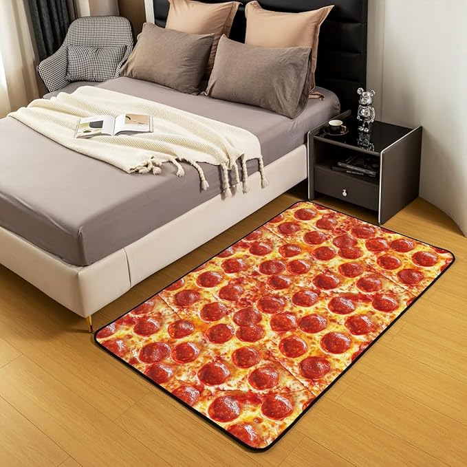 Pizza Area Rug 5x7, Pepperoni Be Print Rugs for Living Room Bedroom, Funny Washable Floor Rug Carpets Entryway Rug Decorations Kitchen Indoor