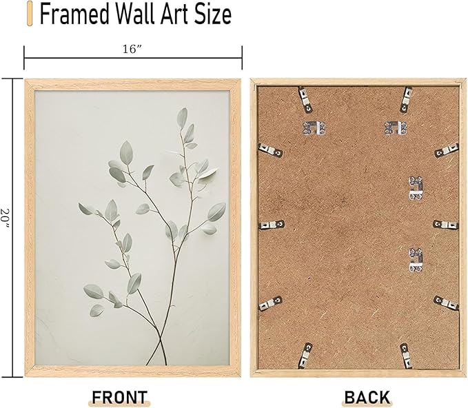 CHMMART 3 Piece Neutral Botanical Framed Wall Art Beige Floral Canvas Art Prints Minimalist Flower Pictures Wall Decor Boho Painting Artwork for Living Room Bedroom Bathroom 16x20in