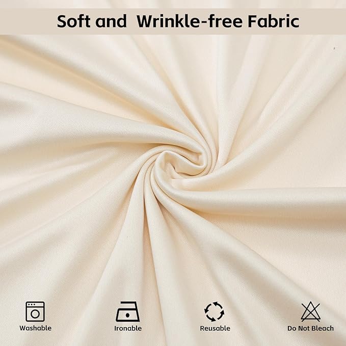 Ivory Backdrop Curtains for Wedding Parties, 10x7FT Wrinkle Free Photo Backdrop Curtains for Wedding Birthday Party Baby Shower, Fabric Drape with Rod Pockets 5ft x 7ft, 2 Panels