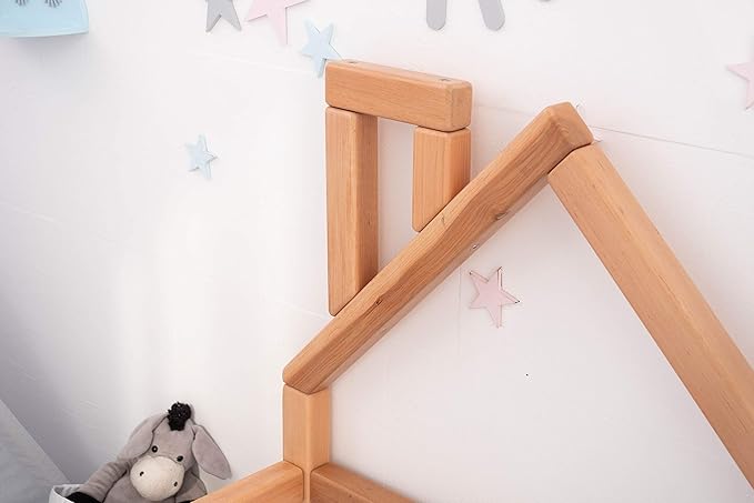 BUSY WOOD Floor Bed House Frame - Toddler Bed Montessori - Toddler House Bed Frame - Montessori Style Bed - House Bed Frame Toddler Kids - Montessori Floor Bed Twin (Model 3, Natural Tree, Floor Bed)