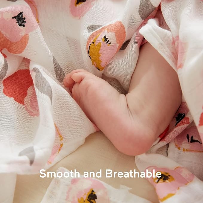Momcozy Muslin Swaddle Blankets, 4 Pack Soft and Breathable Skin-Friendly Large 47 X 47 Inches Neutral Matching Baby Swaddling Receiving Blankets for Newborn Girls and Boys