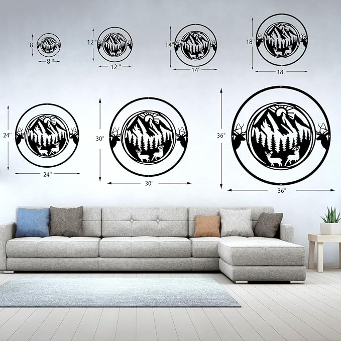 Custom Deer Forest Metal Sign, Personalized Mountain Deer Scene Monogram Sign, Farm & Outdoor Name Sign, Deer Hunting Metal Wall Art, Unique Outdoor Decor