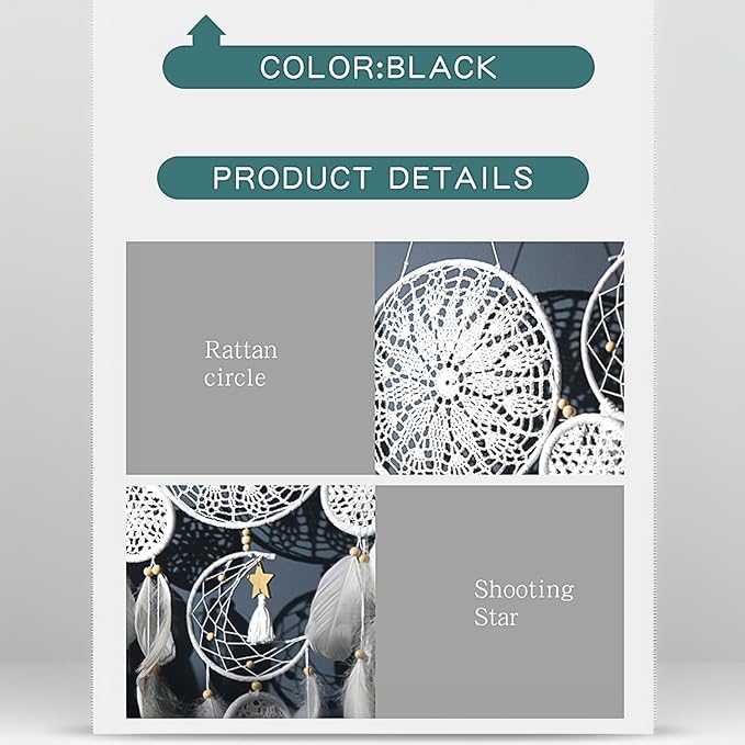 Dream Catcher Wall Decor,Large Boho Dream Catcher with Luxurious Feathers & Beads, Handmade Wall Hanging for Bedroom, Nursery, Living Room, Gift Ready for Girls & Adults (White)