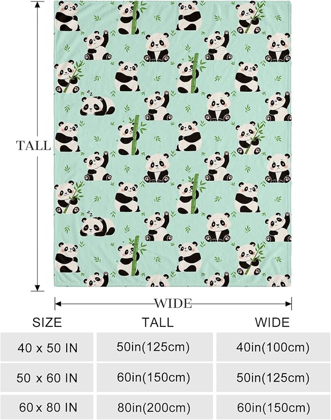 Ultra Soft Fleece Blanket- Lightweight & Warm Throw Blanket for Couch, Cozy Plush Sherpa Blanket for Adults Kids, Durable & Easy Care (Panda, 50x60 in)