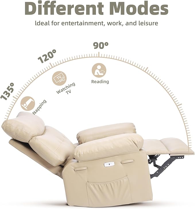 GarveeHome Oversized Power Rocker Swivel Recliner Chair - Heat and Massage, PU Leather Electric Glider Rocking Chair with USB Port, Glider Recliner Nursery Chair for Living Room, Bedroom, Nursery
