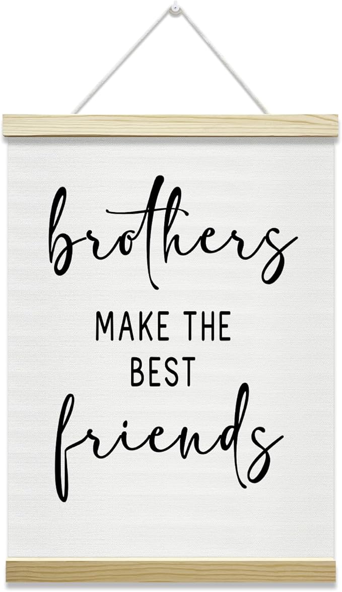Nopoben Brothers Poster Hanger Frame - Brothers Make the Best Friends, Kids Room Wall Art With Wooden Poster Hanger, Playroom Boys Bedroom Game Room Decor(12x16 Inches)-06