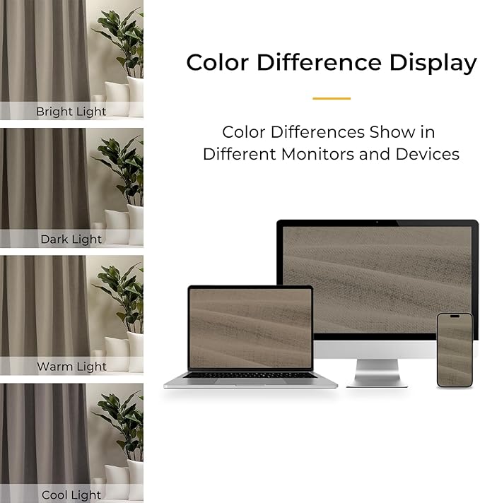 INOVADAY 100% Blackout Curtains for Bedroom, Black Out Curtains 90 Inch Long, Clip Rings Linen Blackout Drapes, Thermal Insulated Room Darkening for Living Room, 2 Panels - Fauxlinen,W50xL90