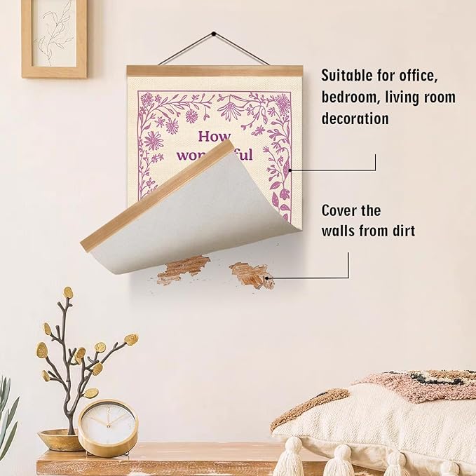 ZTGDA Boho Wall Art Poster – Abstract Watercolor Canvas Print, Linen Hanging Banner Wall Decor for Nursery Playroom Kids Room,Vintage Aesthetic Home & Office Decor(How wonderful-purple)