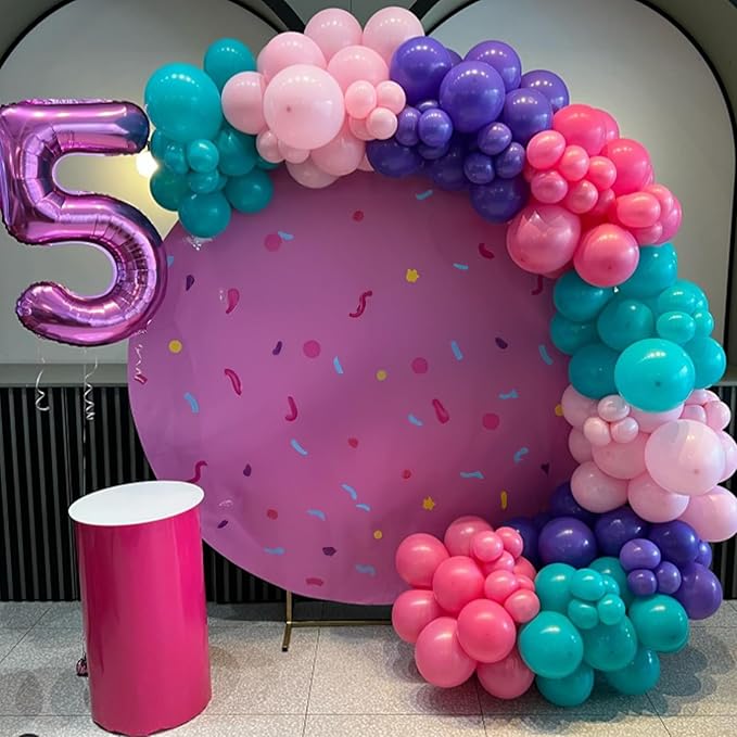 Pink Purple and Blue Balloons, 60 PCS 12 Inch Teal Blue Pink Purple Balloons Colorful Balloon for Girls Mermaid Birthday Baby Shower Wedding Princess Singer Party Decorations