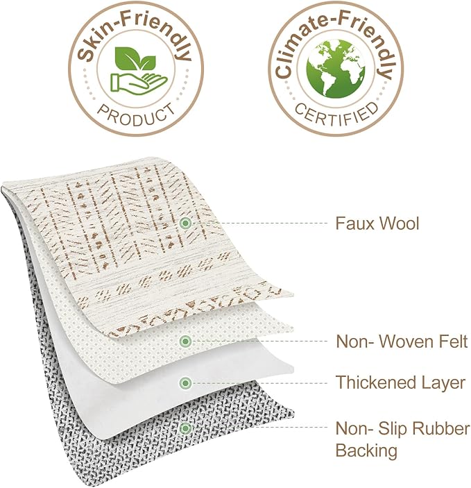 Area Rugs for Living Room Washable Living Room Rug Soft Neutral Indoor Floor Carpet Non-Slip Stain Resistant Modern Boho Rugs for Bedroom Dining Room Kids Room Nursery Office Home Brown/Cream