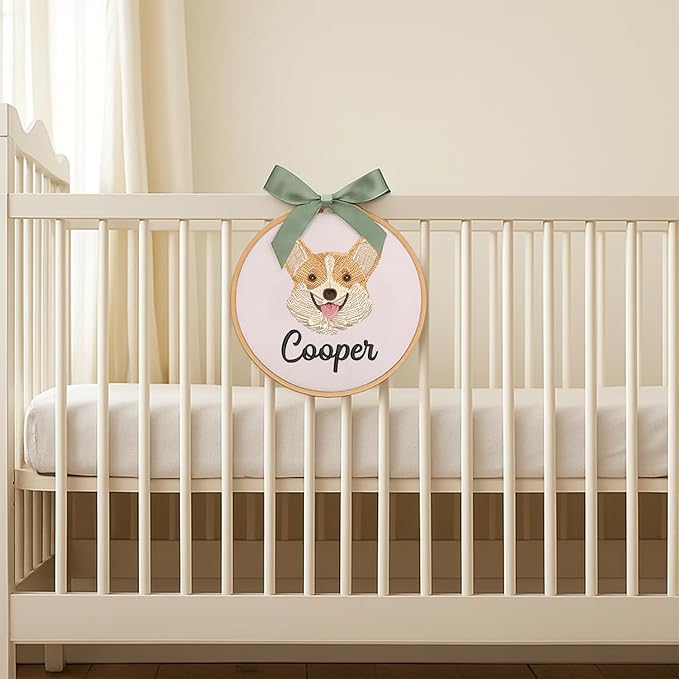 Personalized Baby Name Sign Welcome Baby Announcement Sign Newborn Baby Embroidery Hoop with Bows Baby Hospital Name Sign Custom Infant Baby Name Baby Shower Gifts (10)