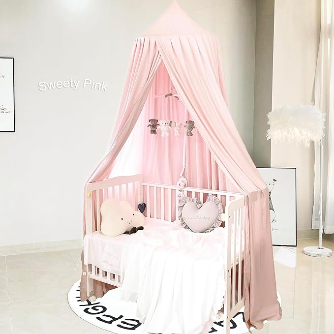 Princess Bed Canopy for Girls, Extra Large Hanging Canopy for Bed, Dreamy Play Tent for Girls Room Bedroom Decoration, Breathable Canopy Bed Curtain for Children Reading Nook - Coral Pink