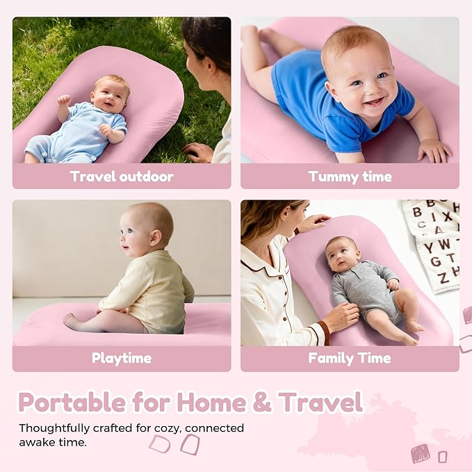 Baby Lounger & Snuggle Nest for Newborn 0-24 Months, Baby Nest Supervised Breathable Cotton for Newborn, Newborn Essentials Gifts, Breathable Portable Infant Lounnger for Travel and Home(Pink