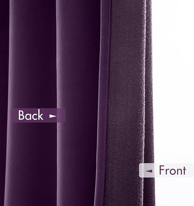 MIULEE Purple Velvet Curtains Thermal Insulated Blackout Curtain Drapes for Bedroom Living Room Darkening 96 Inches Long Curtains Panels Rod Pocket Set of 2