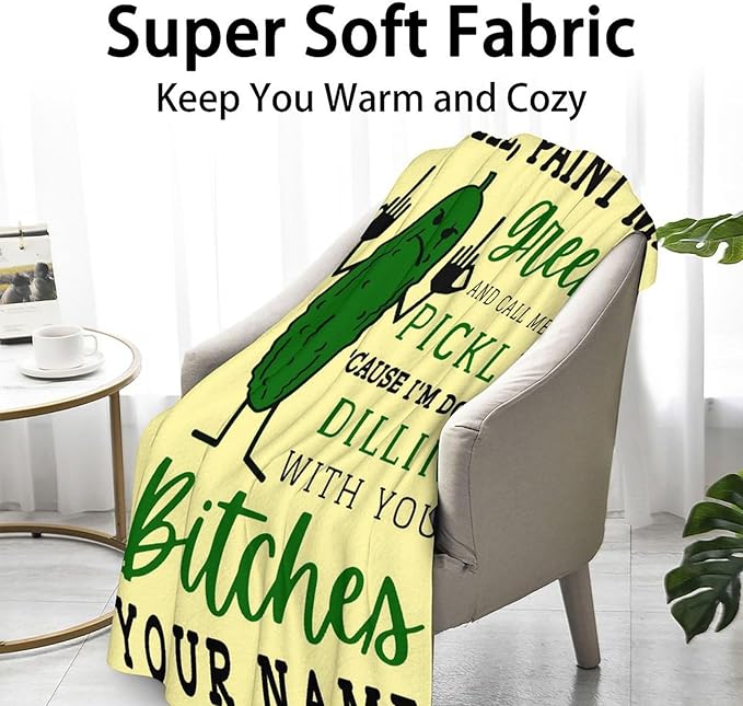 Custom Pickle Throw Blanket for Kids - 40x50 Inches Crib Size - Soft Fluffy Cozy Blankets Gift - Beige Novelty Blanket Throws for Travel, Office