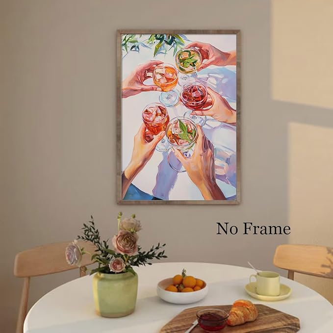 Cheers Canvas Wall Art Bar Cart Wall Art Wine Cheers Painting Cocktail Prints Cocktail Prints Trendy Alcoholic Painting Alcoholic Beverage Poster Funky Bar Cart Picture For Room 16x24inch No Frame