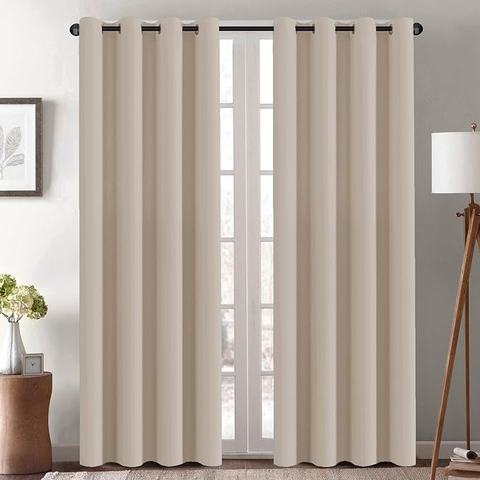 H.VERSAILTEX Blackout Curtains 84 inches Long for Living Room Thermal Insulated Room Darkening Window Treatment Panels Drapes Light Reducing Curtains for Bedroom, 2 Panels, 52" W x 84" L, Fog