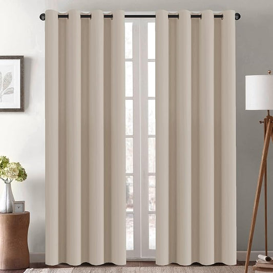 H.VERSAILTEX Blackout Curtains 84 inches Long for Living Room Thermal Insulated Room Darkening Window Treatment Panels Drapes Light Reducing Curtains for Bedroom, 2 Panels, 52" W x 84" L, Fog