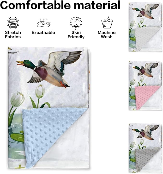 Personalized Baby Blanket with Name – Duck Theme Soft Receiving Blanket for Newborn Boys, Custom, Rustic Nursery Decor for Toddlers