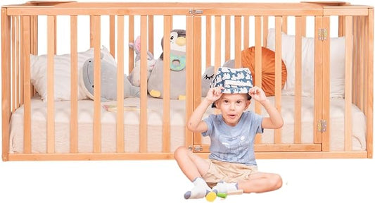 BUSY WOOD Montessori Bed for Toddlers - Toddler Floor Bed Twin - Montessori Bed Full - Floor Beds for Toddlers 1-4 Years - Queen Bed, King, Small Size Bed - Made in Europe (Model 20)
