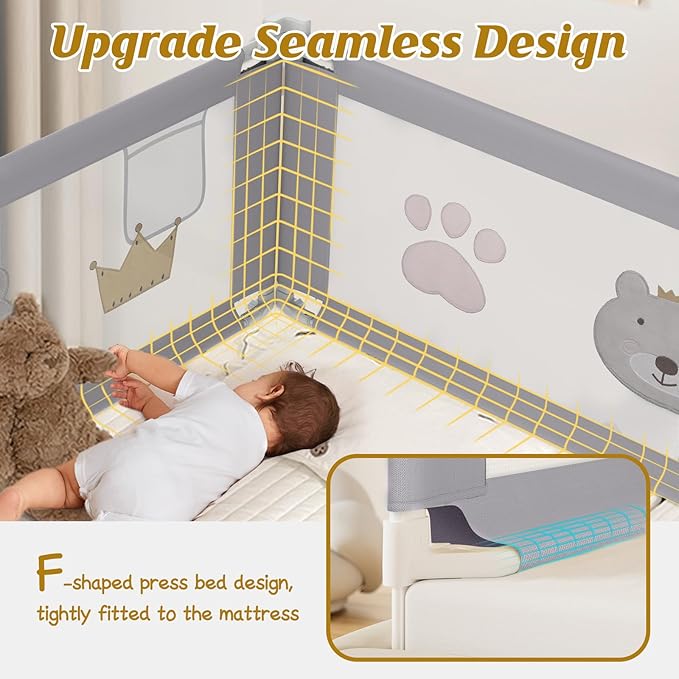 Height Adjustable Bed Rail for Toddlers, Kids Safety Baby Bed Rail for Twin/Full/King/Queen Size Bed (1 Side, 54 Inch)