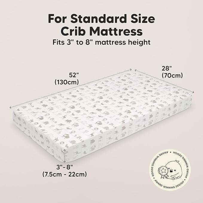 KeaBabies 2-Pack Baby Crib Sheets for Boys, Girls - 52x28 Viscose Derived from Bamboo Toddler Bed Sheets Neutral, Fitted Crib Mattress Cover for Standard Baby Bedding, Soft & Cozy (Savannah)