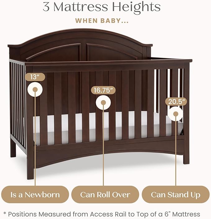 Delta Children Perry 6-in-1 Convertible Crib - Greenguard Gold Certified, Walnut Espresso