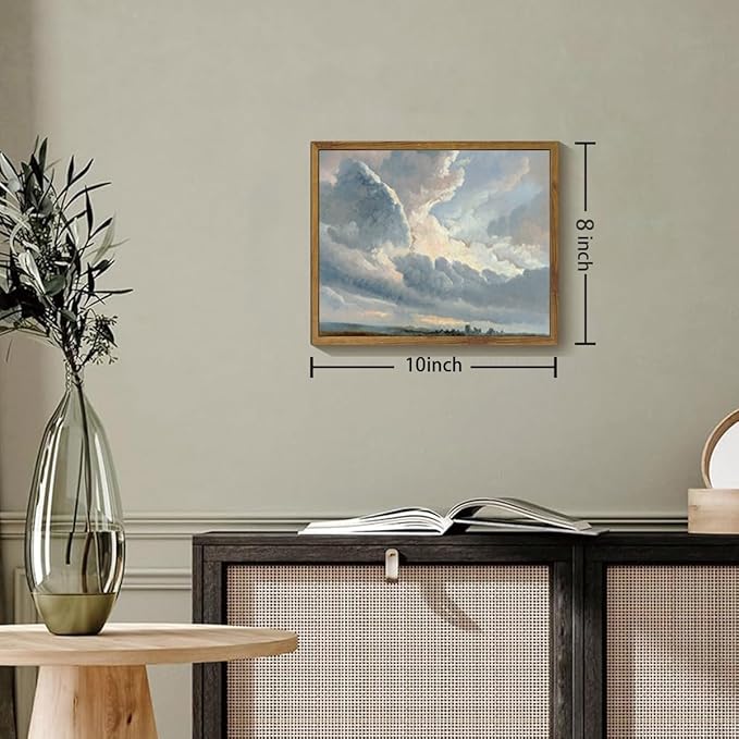 OIQArtOIQ Vintage Landscape Canvas Wall Art Framed Natural Scenery Painting Artwork Prints France Country Wilderness Farmhouse Decor Pictures Kitchen Bedroom Living Room Bathroom