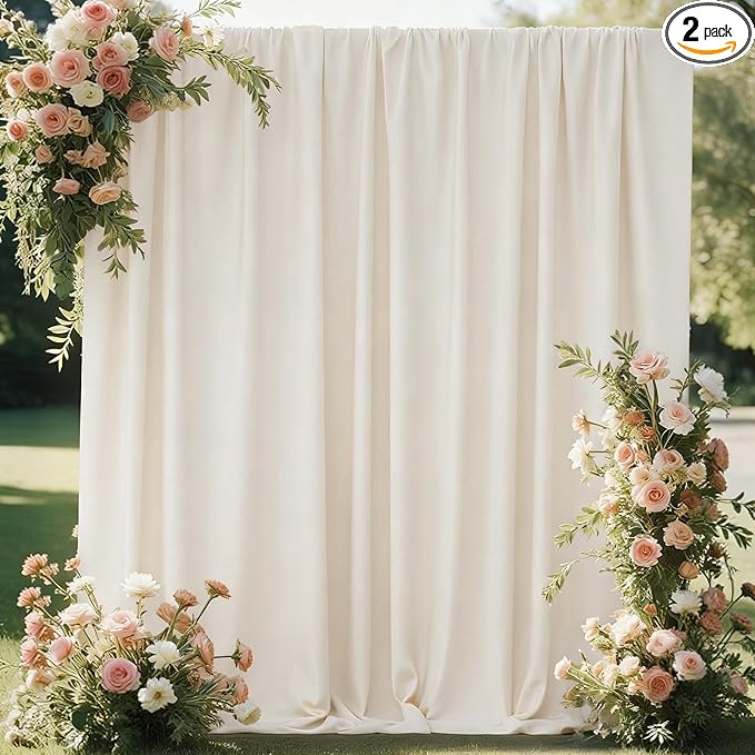 Ivory Curtains Backdrop for Parties, Wrinkle Free Ivory Photo Backdrop Curtains Drapes for Party Birthday Wedding Decoration Photography,5ft x 7ft, 2 Panels