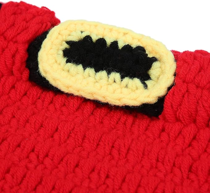 ZJchao Baby Crochet Christmas Clothes, Soft Cotton Newborn Photography Prop Infant Outfit Set with Hat Pants Boots, for Boys 0-3 Months Holiday Photoshoot