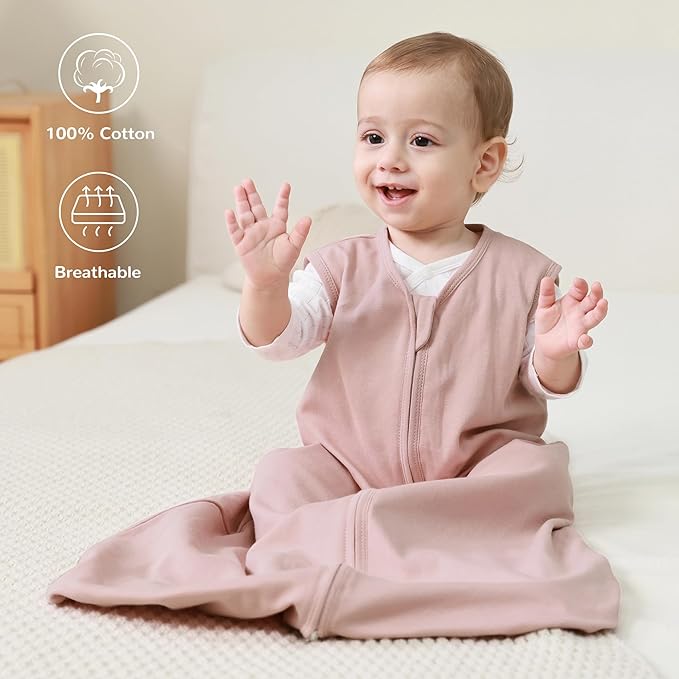 JELLYMONI Baby Sleep Sack 18-24 Months 100% Cotton Wearable Blanket, 0.5 TOG Soft Lightweight Toddler Sleeping Sack 3 Pack 2-Way Zipper Newborn Sleep Sacks