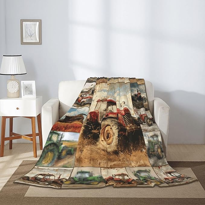 Farmhouse Truck Blanket Truck Throw Blanket Flannel Stuff Merch Cozy Decor Fleece Soft Plush Fuzzy Warm Lightweight Bedding Gifts for Women Men Girl Boy Couch 80"X60"