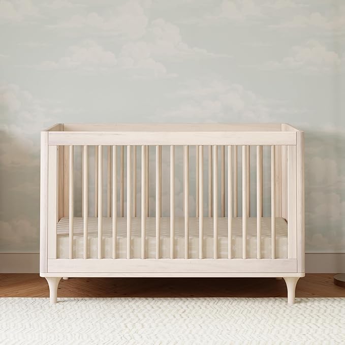 babyletto Lolly 3-in-1 Baby Crib Convertible to Toddler Bed & Daybed - GREENGUARD Gold Certified - 4 Adjustable Heights - Includes Toddler Conversion Kit - Made of 100% Solid Wood - Washed Natural