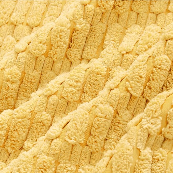Fancy Homi 2 Packs Yellow Lumbar Decorative Throw Pillow Covers 12x20 Inch for Living Room Couch Bed Sofa, Rustic Farmhouse Boho Home Decor, Soft Striped Corduroy Rectangle Cushion Case 30x50 cm