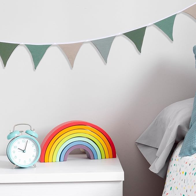 Pennant Banner Flags,Infant and toddler room decoration pennant,for Nursery Decor Baby Birthday Boho Wedding Shower Party Event (Blue-green pink banner)