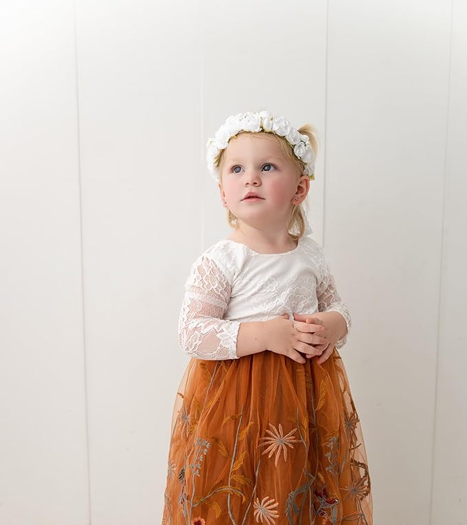 White Flower Crown for Girls First Communion Kids Floral Headband Child Hair Accessories Birthday Party Photo Prop