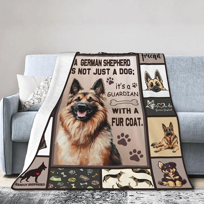 German Shepherd Decor Blanket German Shepherd Gifts Throw Blanket Super Soft Flannel Lightweight Fluffy Plush Fuzzy Fleece Blanket for Dog Lover Girl Woman Boys Kids Adults Man for Bed Sofa 60"X80"