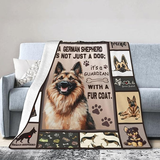 German Shepherd Decor Blanket German Shepherd Gifts Throw Blanket Super Soft Flannel Lightweight Fluffy Plush Fuzzy Fleece Blanket for Dog Lover Girl Woman Boys Kids Adults Man for Bed Sofa 50"X60"