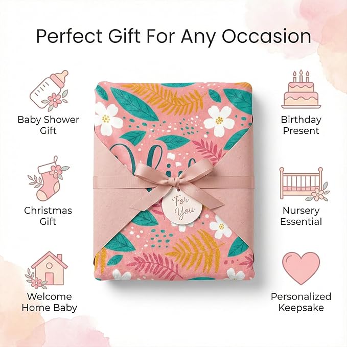 Personalized Baby Blanket with Name - Printed in USA, Custom Baby Blanket for Newborn Kids Gifts for Baby Shower, Birthday & Christmas, Soft for Infant