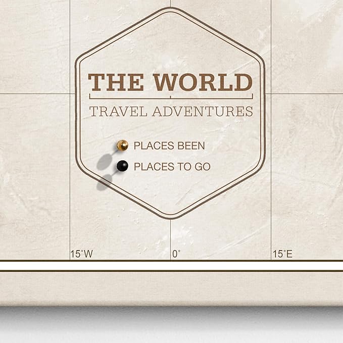 Canvas World Map with Cork Pin Board - English Lettering - Decorative Wall Decoration for All Rooms - Canvas Pictures with World Map Motif (120x80 cm, Pattern 16)