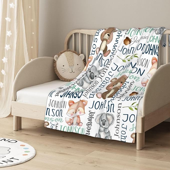 Personalized Baby Blanket - Custom Name Blanket for Girls & Boys, Super Soft Plush Fleece