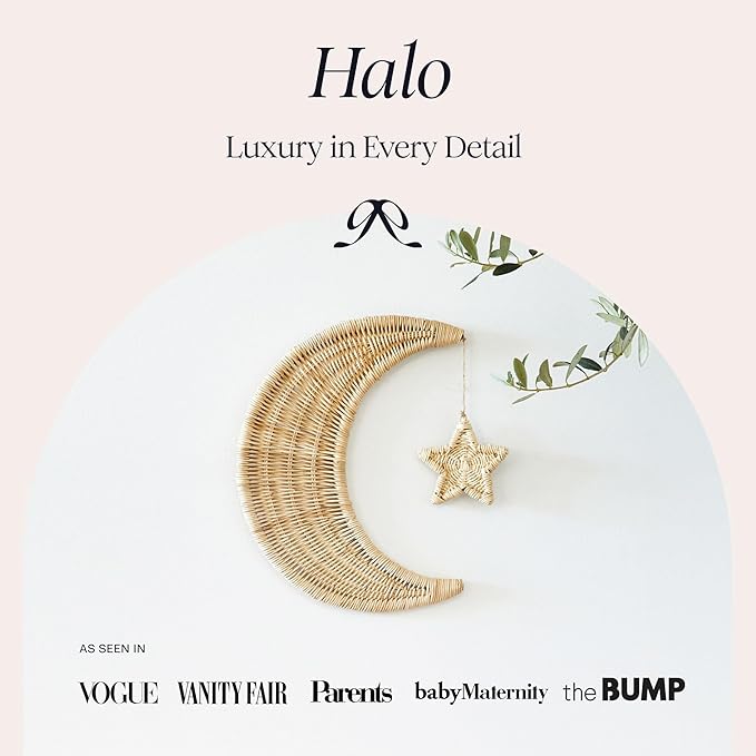 BEBE BASK Handmade Rattan Moon Wall Decor with Star - 100% Natural Organic Rattan Moon Decor for The Boho Nursery Decor - Moon and Stars Nursery Décor
