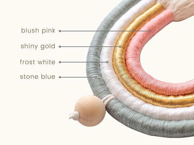 Mila Millie Macrame Wall Hanging | Handmade Woven Tassel Ornament for Home or Nursery Baby Kids Room Decor | Boho Nordic Scandinavian Style (Pink Gold Teal)
