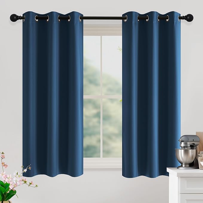 NICETOWN Morrocan Blue Room Darkening Curtains 54 Inches Long 2 Panels for Living Room, Bedroom, Nursery Summer Thermal Insulated Blackout Drapes Grommet Noise Reducing Window Curtains, W40
