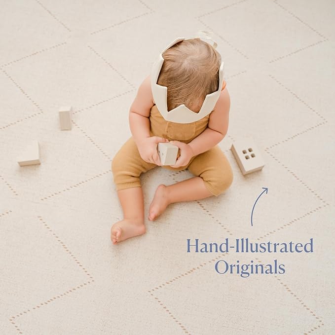 Toddlekind Playmat - Premium Foam Playmat, 4 x 6 feet, 6 Tile Extra Thick Foam Floor Puzzle Mat for Babies/Toddlers Stylish, Non-Toxic, Odorless. Perfect for Tummy Time & Play. 0m+ (Off White)