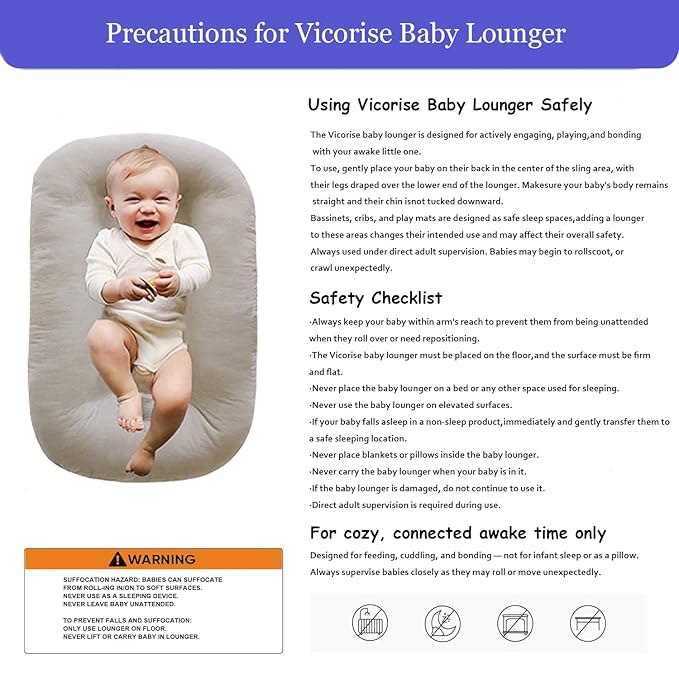 Baby Lounger 0-24 Months 100% Cotton-Snuggle Cozy Me Lounger,Soft & Breathable Tummy Time Mat for Newborn Infant Play Mat,Babies Essentials Gifts,Apricot(Lounger Cover Included)