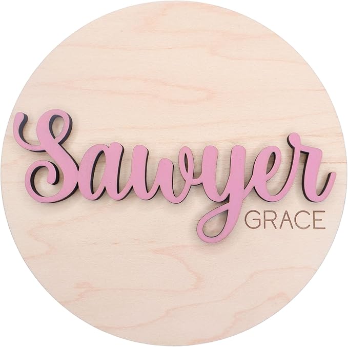 Custom Personalized 3D Baby Name Announcement Sign, Hospital Photo Prop, Welcome Infant Name Sign with 30 Colors & Multiple Sizes 4"-8"