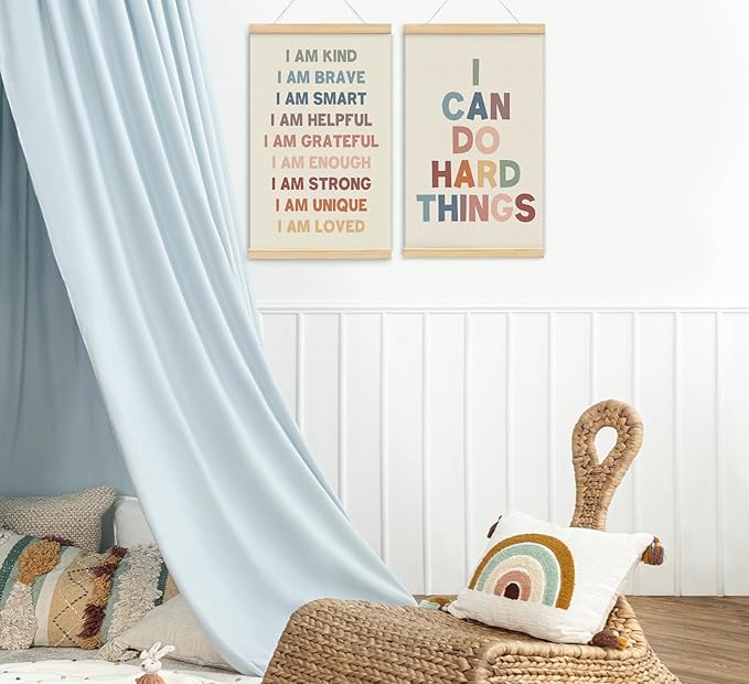 foedor Number Alphabet Poster Hanger Frame, Classroom Reading Corner Wall Decor for Kids Toddlers,Hanging Banner Decor for Nursery Girls Room Play Room, 16x24 Inch,Set of 2