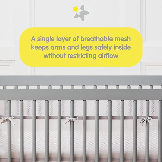 BreathableBaby Breathable Mesh Liner for Full-Size Cribs, Classic 3mm Mesh, White (Size 2FS Covers 2 Sides)